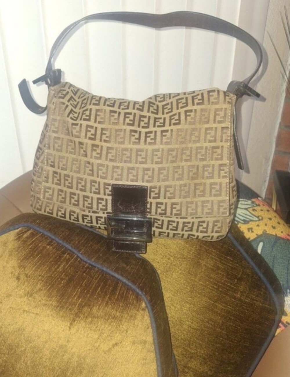 Fendi Zucchino Baguette Shoulder Bag